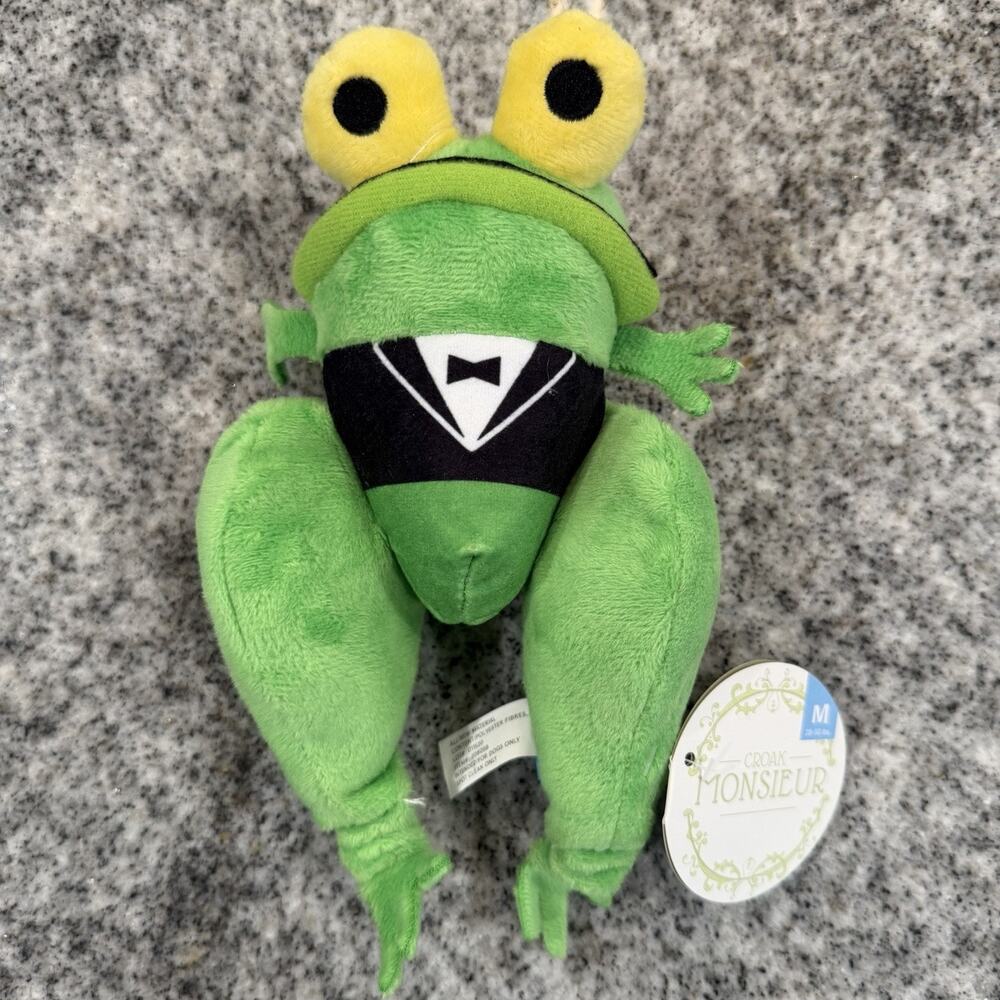 NEW/RARE - Bark Box - CROAK MONSIEUR - Frenchies In Paris - Frog Plush / Dog Toy